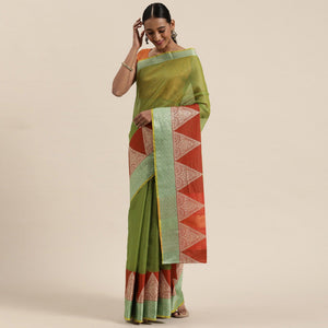 green-festive-wear-woven-silk-saree-with-jacquard-border-109200