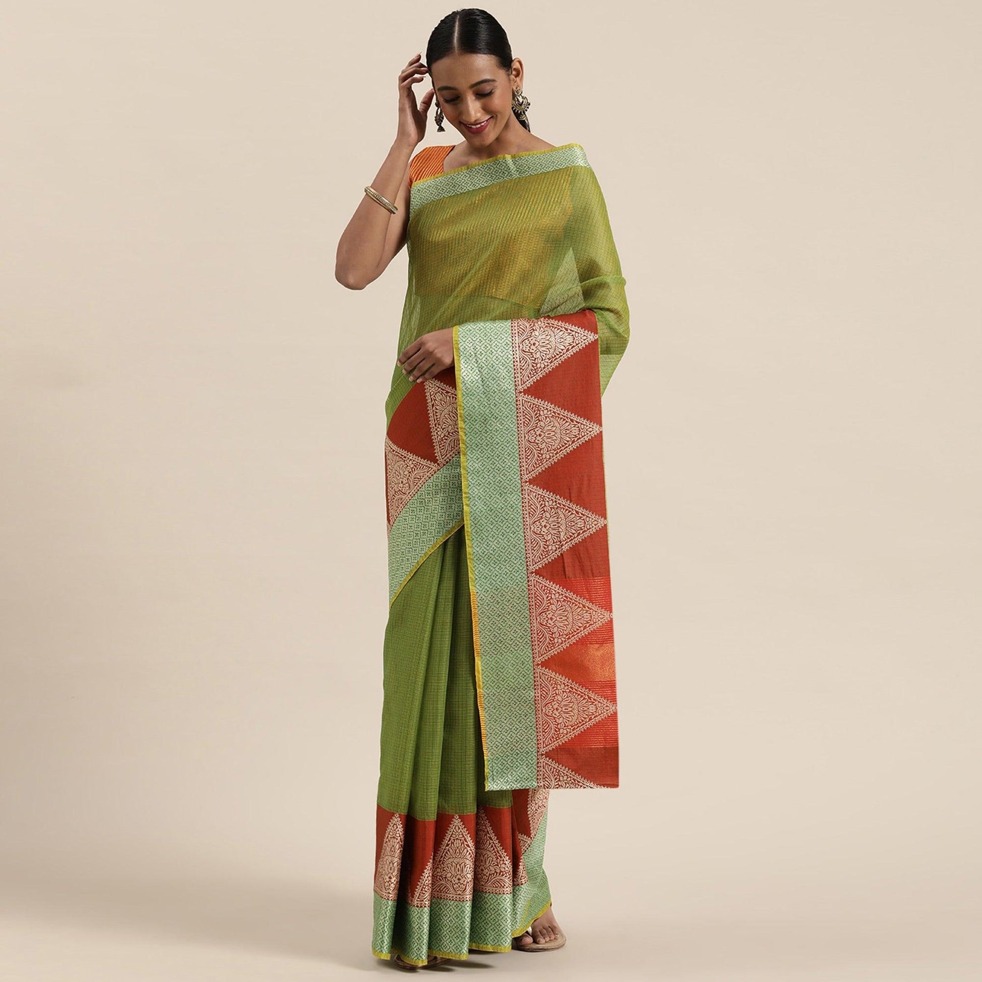 green-festive-wear-woven-silk-saree-with-jacquard-border-109200