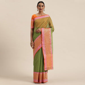 green-festive-wear-woven-silk-saree-with-jacquard-border-109196