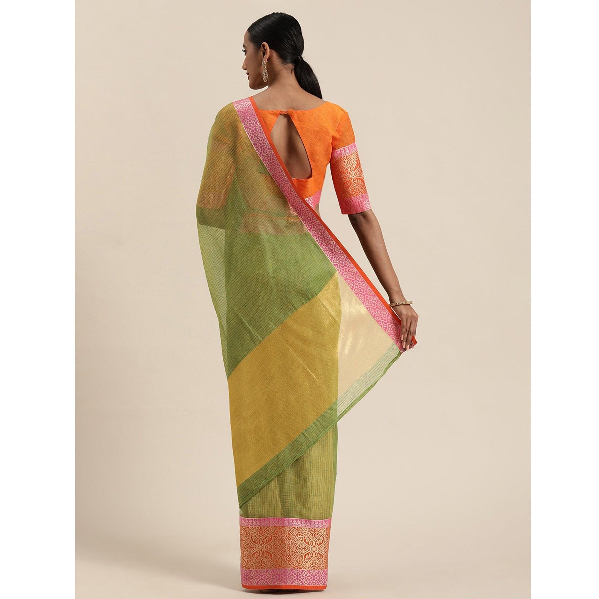 green-festive-wear-woven-silk-saree-with-jacquard-border-109196