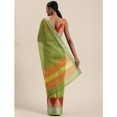 green-festive-wear-woven-silk-saree-with-jacquard-border-109200