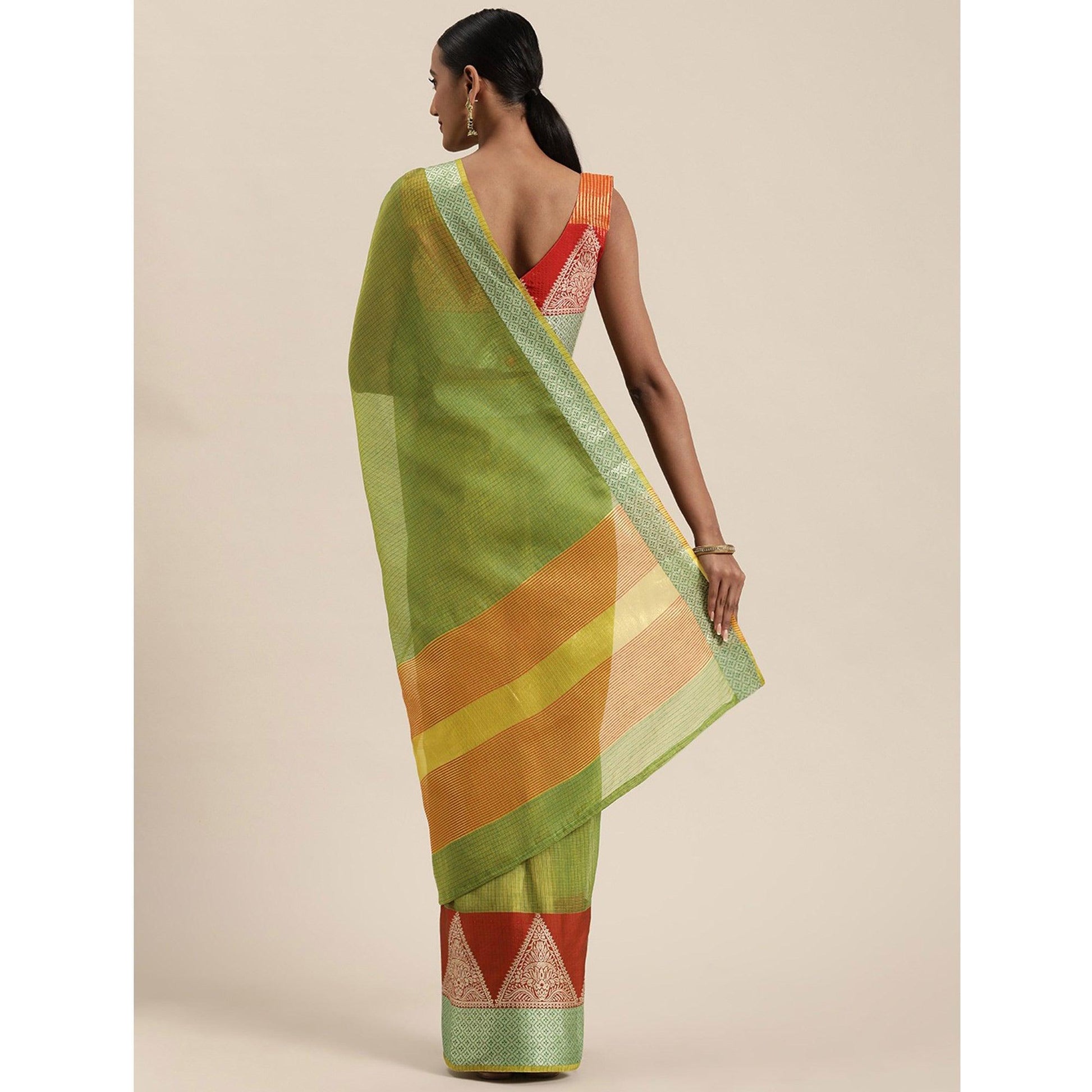 green-festive-wear-woven-silk-saree-with-jacquard-border-109200