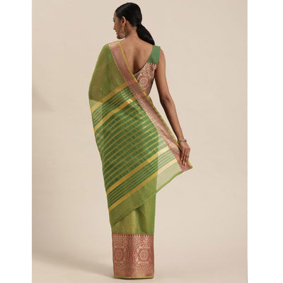 green-festive-wear-woven-silk-saree-with-jacquard-border-109205