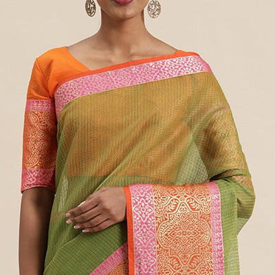 green-festive-wear-woven-silk-saree-with-jacquard-border-109196