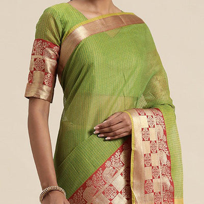 green-festive-wear-woven-silk-saree-with-jacquard-border-109188