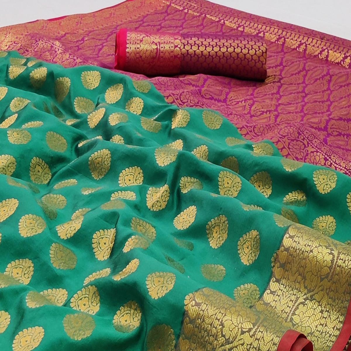 green-festive-wear-woven-silk-saree-with-rich-pallu-128932