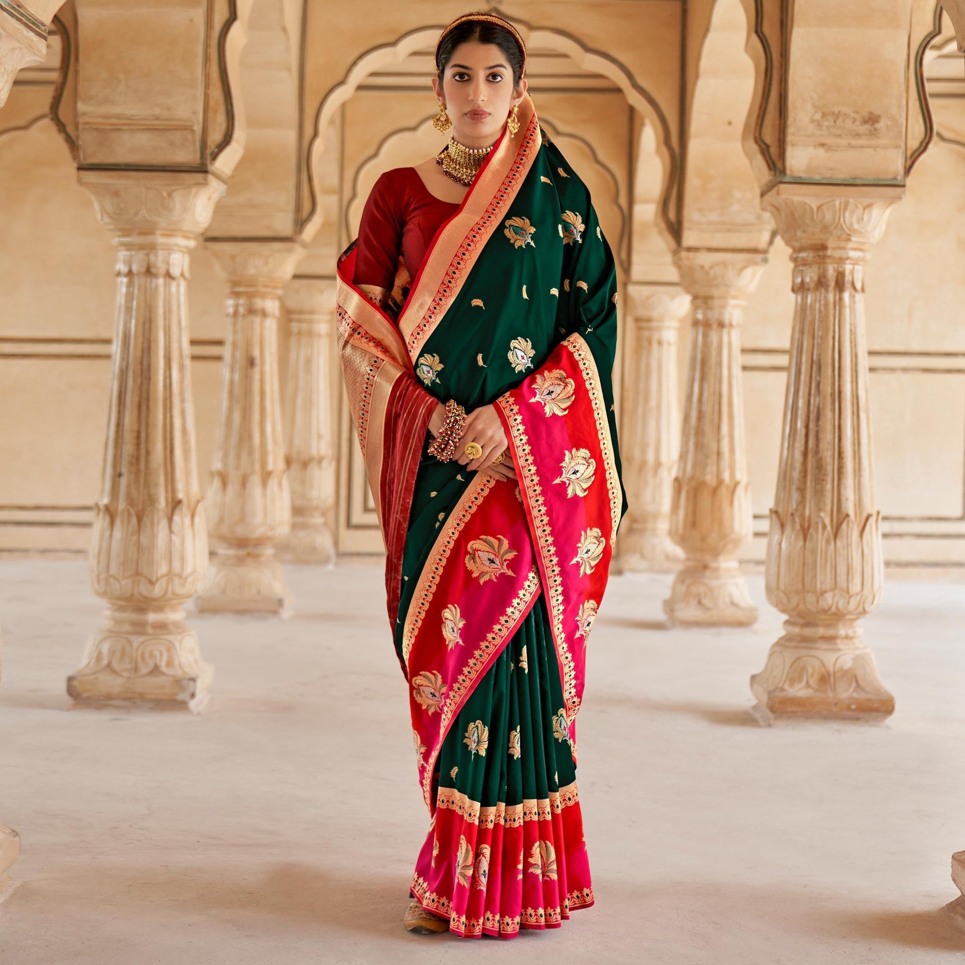 green-festive-wear-woven-soft-banarasi-silk-saree-130919