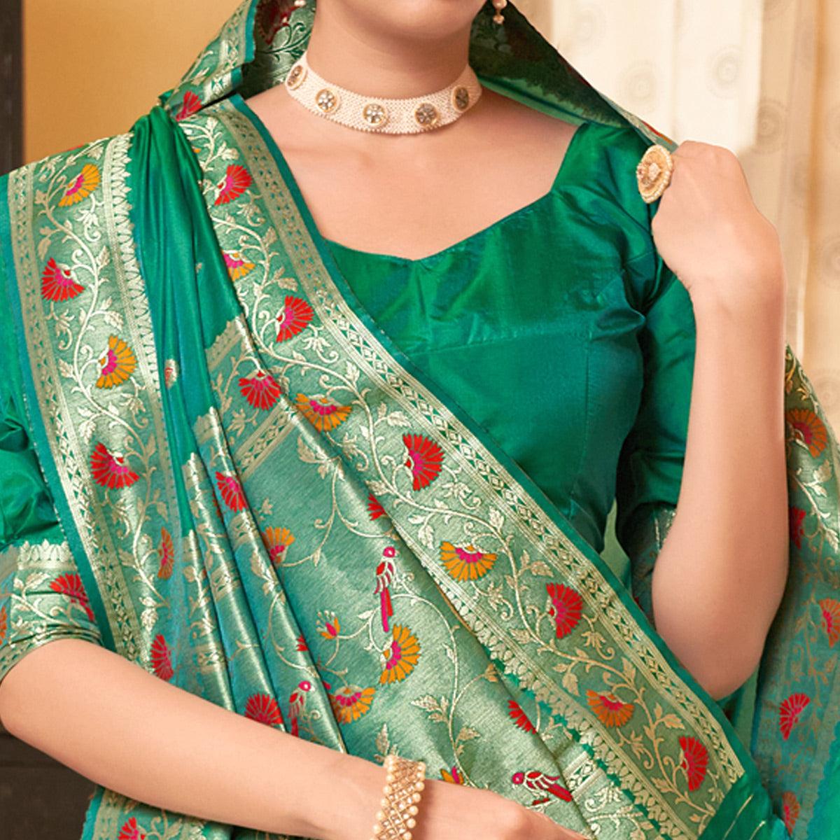 green-festive-wear-woven-soft-banarasi-silk-saree-131150