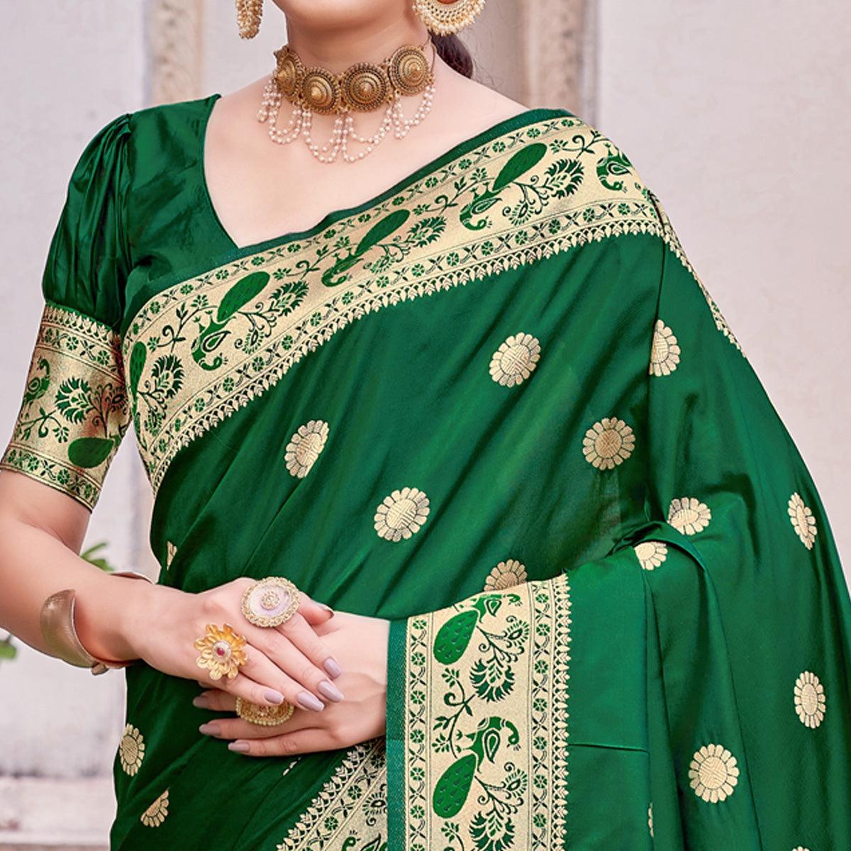 green-festive-wear-woven-soft-banarasi-silk-saree-129783