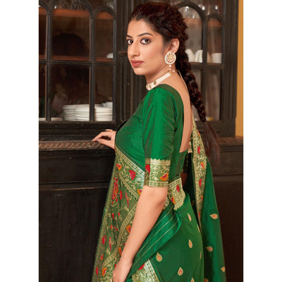 green-festive-wear-woven-soft-banarasi-silk-saree-131146