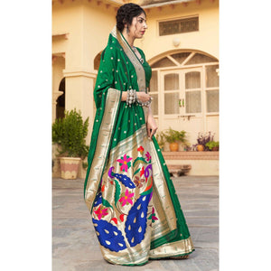 green-festive-wear-woven-soft-banarasi-silk-saree-126258