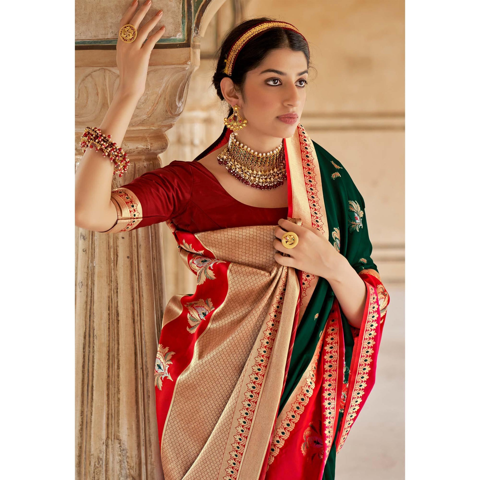 green-festive-wear-woven-soft-banarasi-silk-saree-130919