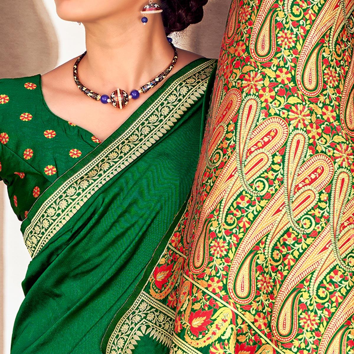 green-festive-wear-woven-soft-banarasi-silk-saree-128574