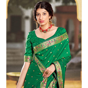green-festive-wear-woven-soft-banarasi-silk-saree-129039