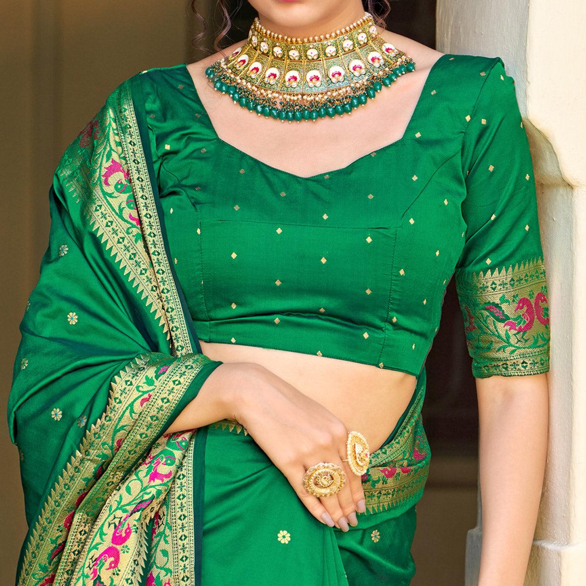 green-festive-wear-woven-soft-banarasi-silk-saree-130708