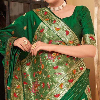 green-festive-wear-woven-soft-banarasi-silk-saree-131146