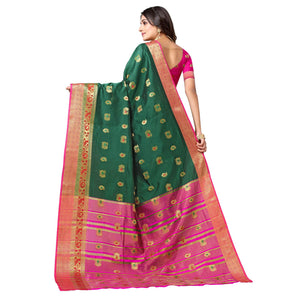 green-festive-wear-woven-soft-silk-saree-with-jacquard-border-136540