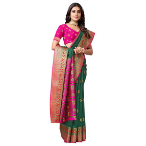 green-festive-wear-woven-soft-silk-saree-with-jacquard-border-136540