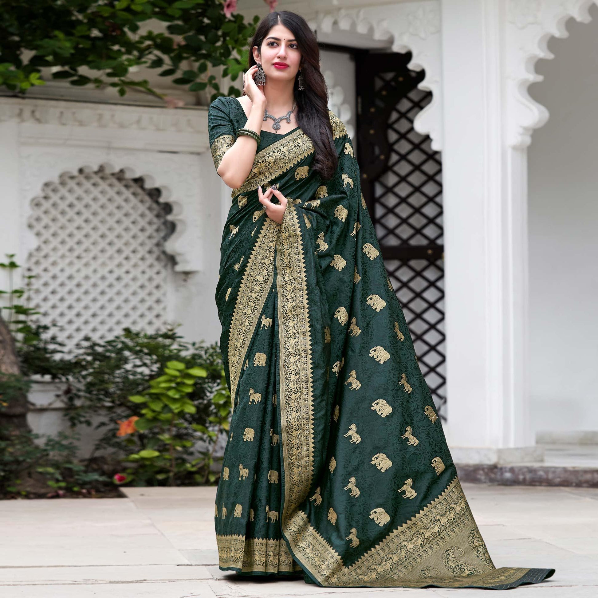 green-festive-wear-woven-soft-silk-satin-saree-120748