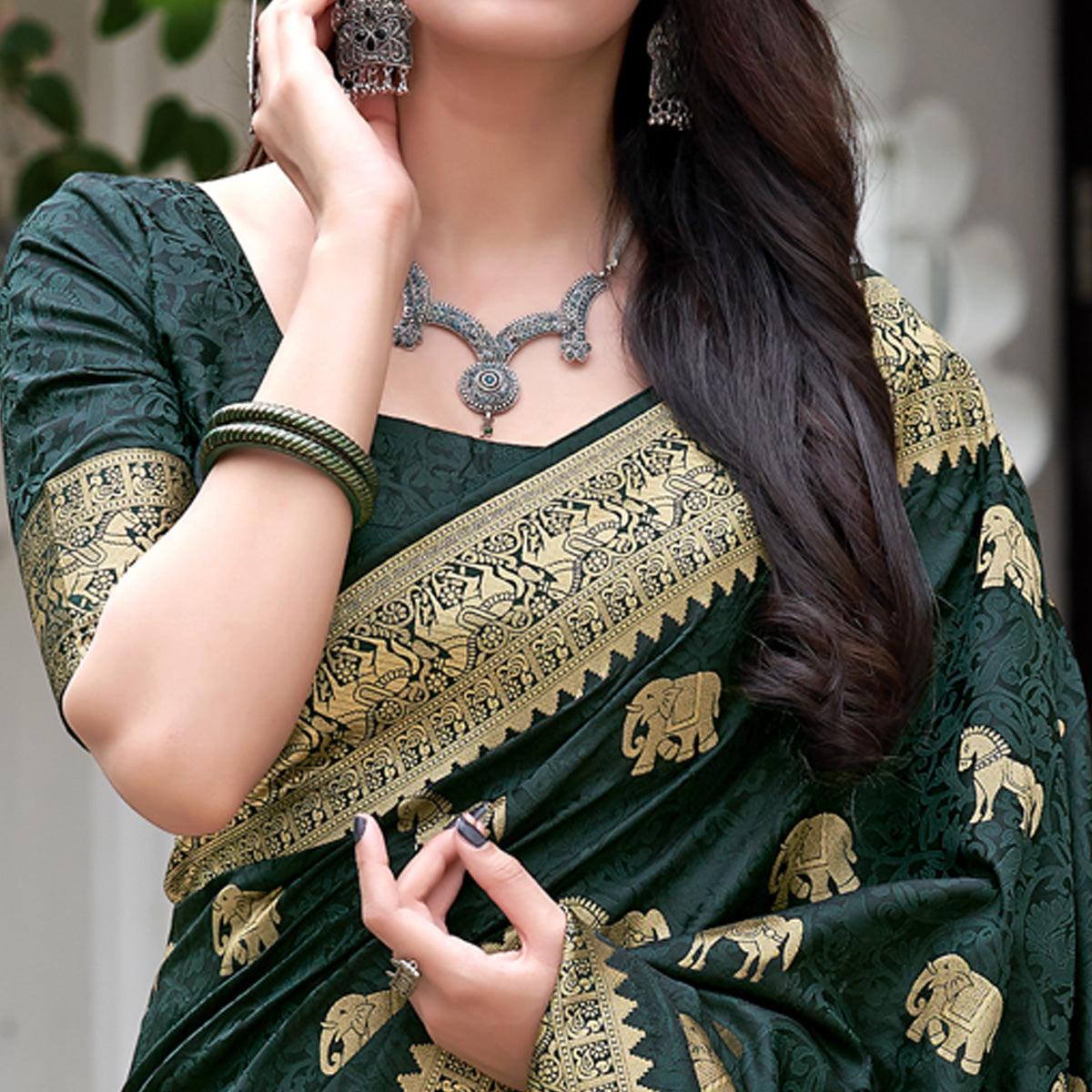 green-festive-wear-woven-soft-silk-satin-saree-120748