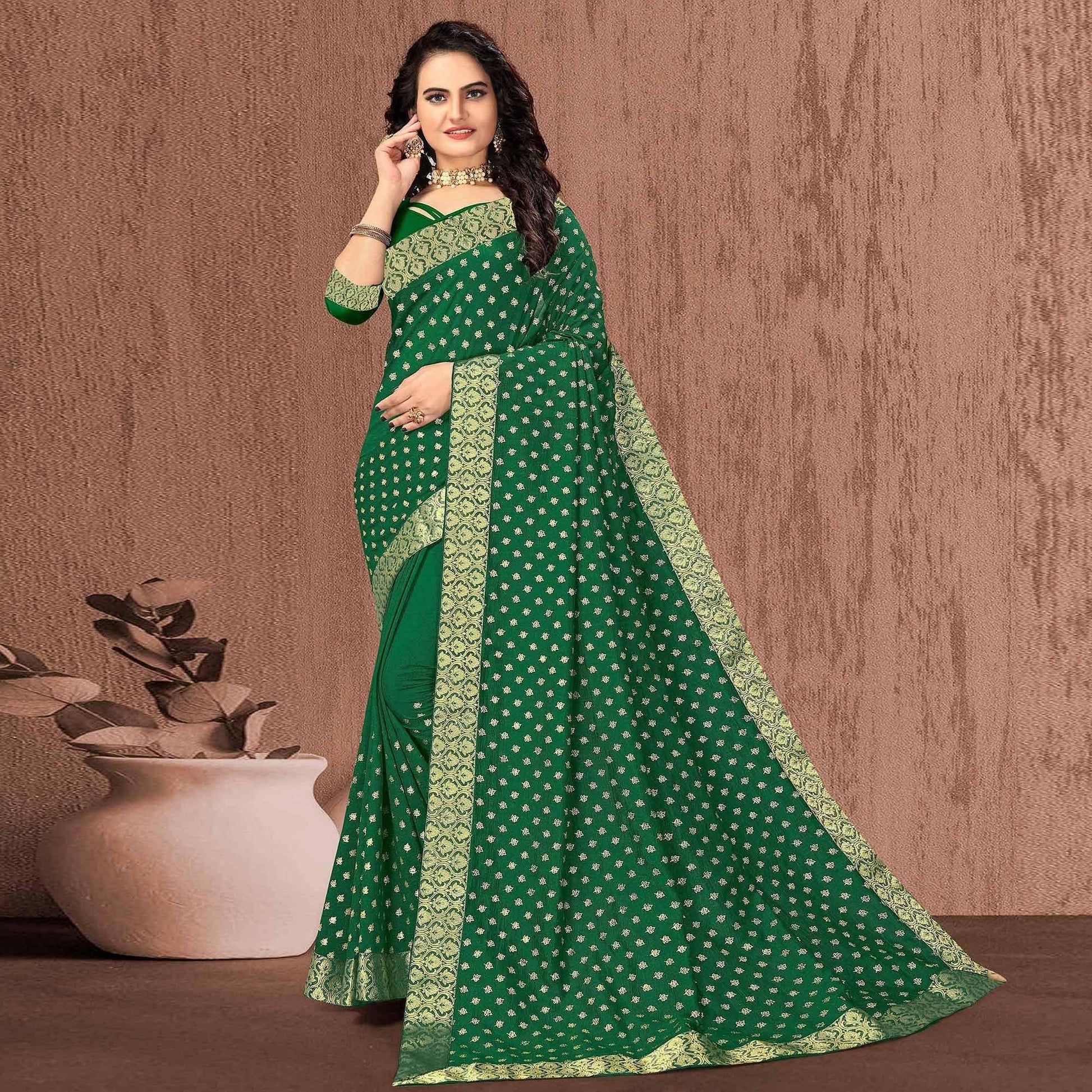 green-festive-wear-woven-vichitra-silk-saree-142758