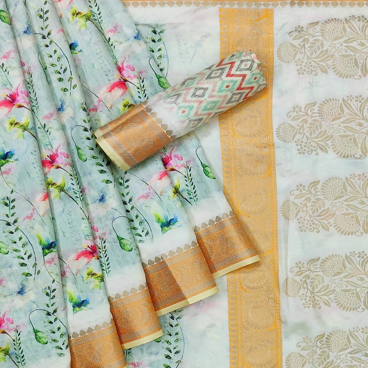 green-festive-wear-woven-with-digital-floral-printed-silk-saree-140077