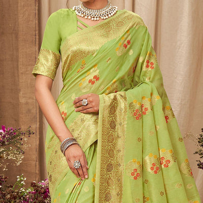 green-festive-wear-woven-with-embellished-cotton-saree-with-tassels-142608