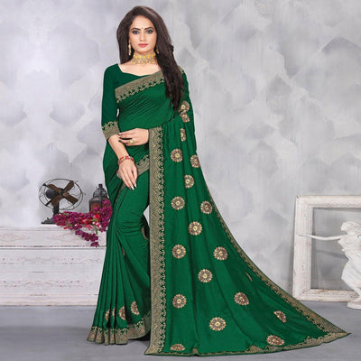 green-festive-wear-woven-with-embellished-vichitra-silk-saree-142766