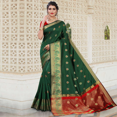 green-festive-wear-woven-with-meena-butta-lining-pallu-soft-silk-saree-112142
