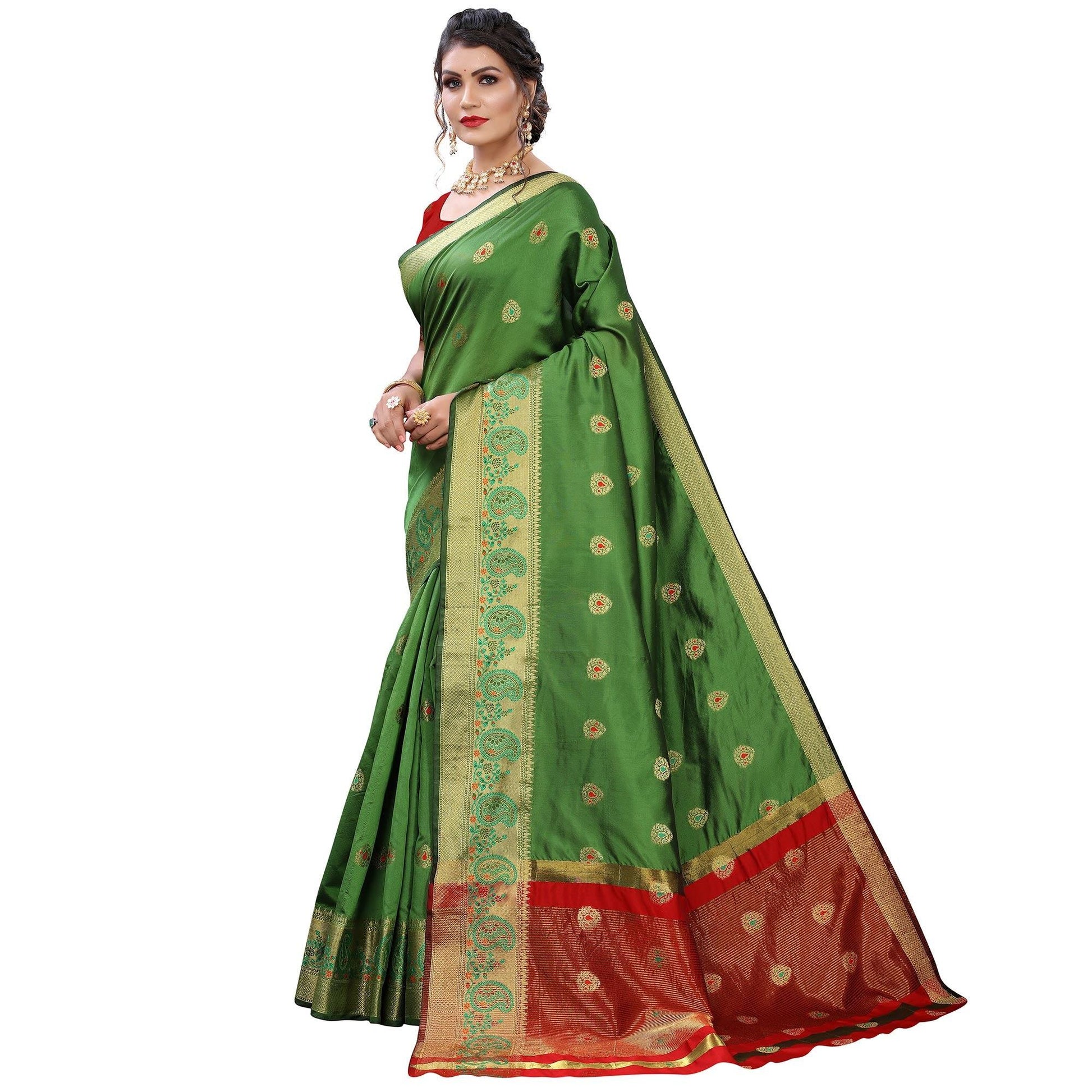 green-festive-wear-woven-with-meena-butta-lining-pallu-soft-silk-saree-112135