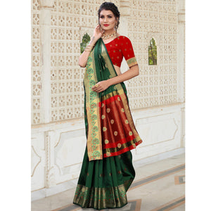 green-festive-wear-woven-with-meena-butta-lining-pallu-soft-silk-saree-112142