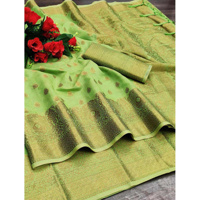 green-festive-wear-woven-with-meena-butta-rich-pallu-cotton-saree-112328
