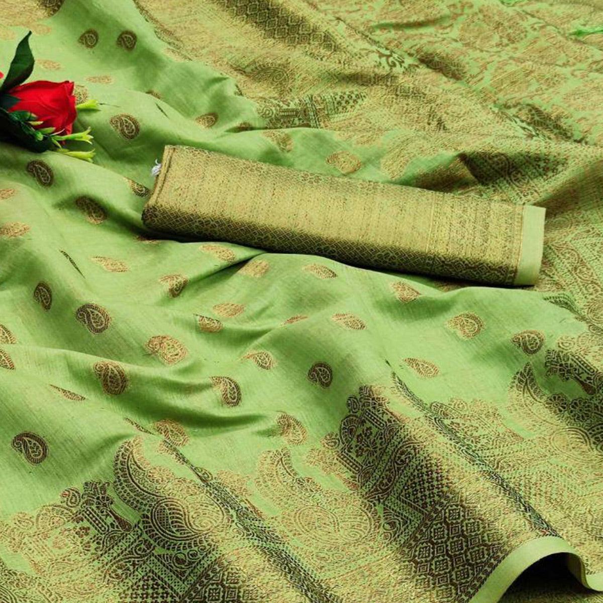 green-festive-wear-woven-with-meena-butta-rich-pallu-cotton-saree-112328