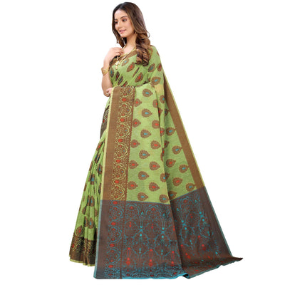 green-festive-wear-woven-with-meena-butta-rich-pallu-cotton-saree-118312