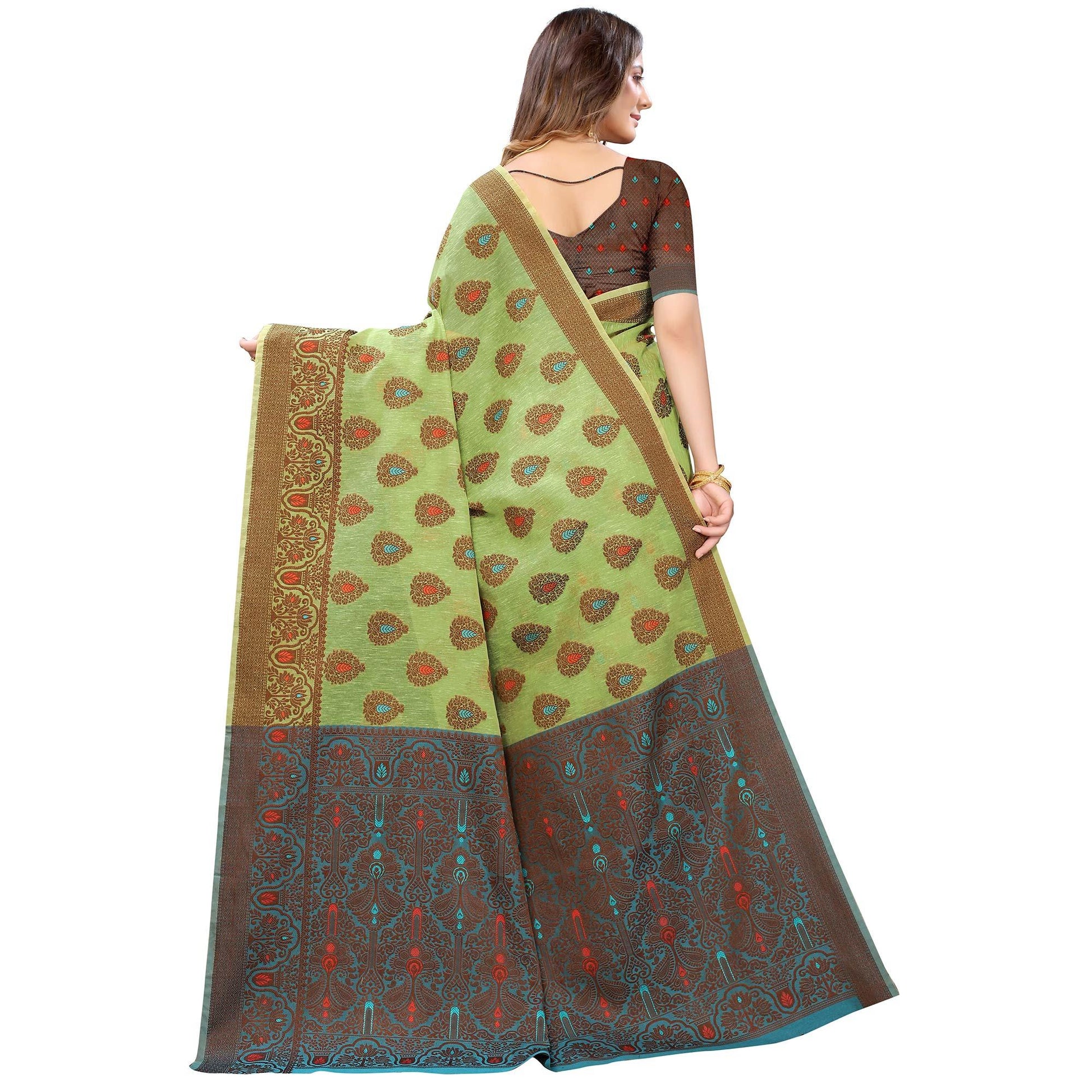 green-festive-wear-woven-with-meena-butta-rich-pallu-cotton-saree-118312