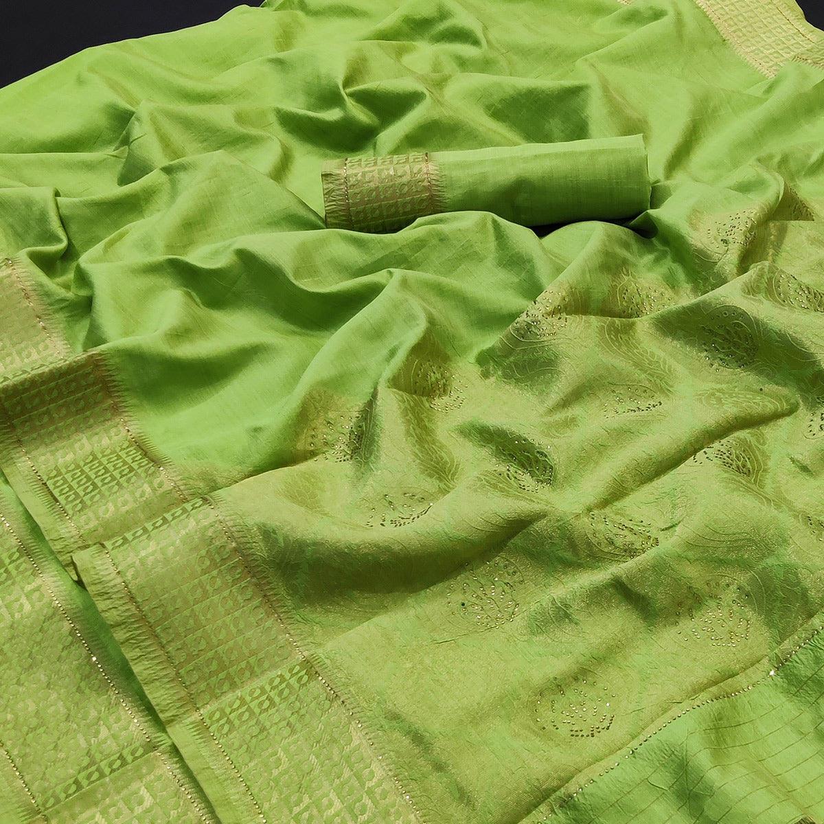green-festive-wear-woven-with-stone-work-assam-silk-saree-119052