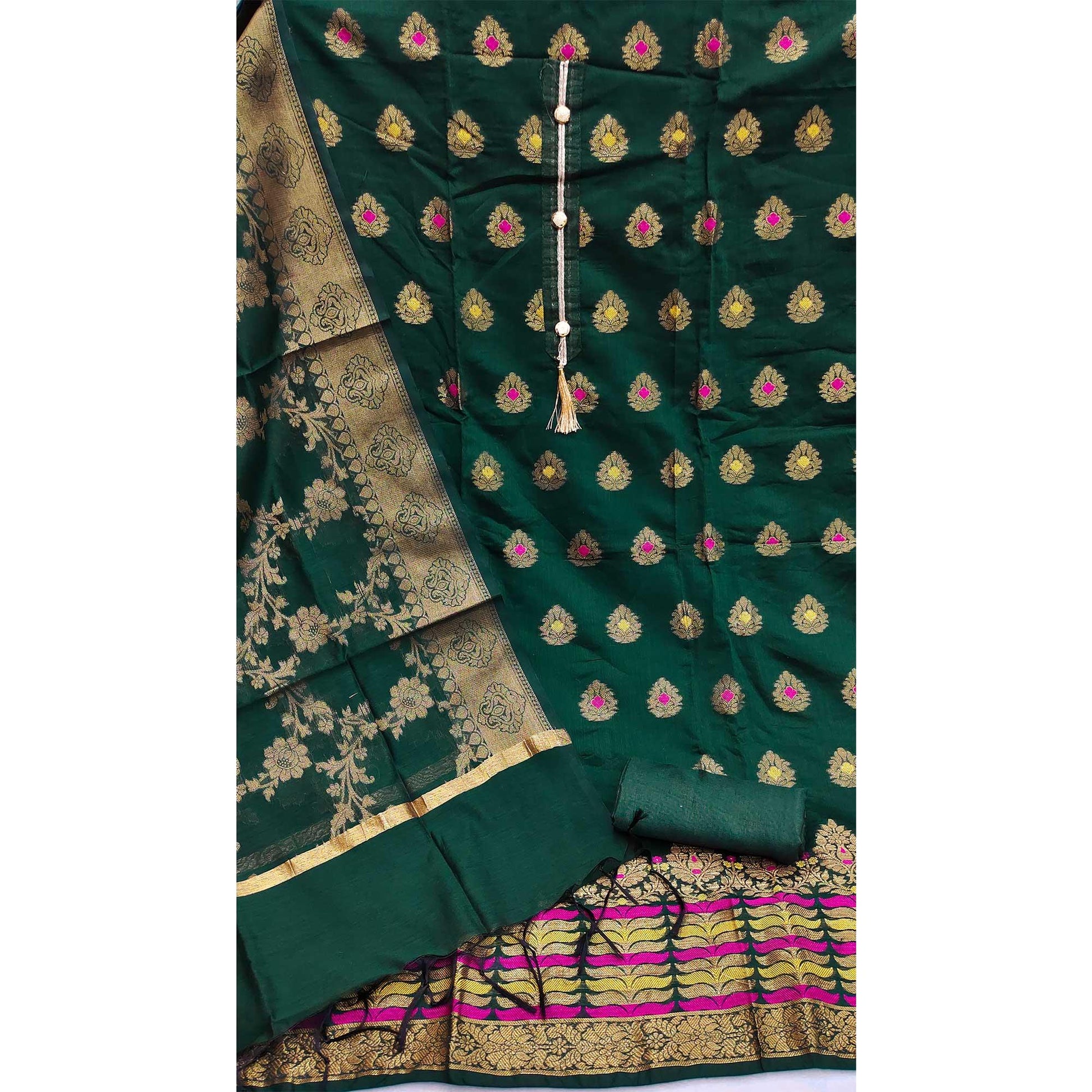 green-festive-wear-woven-work-with-tassels-banarasi-jacquard-dress-material-138619