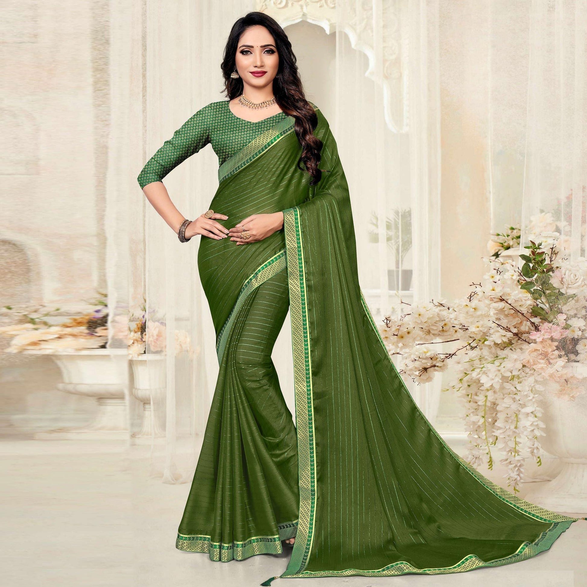 green-festive-wear-zari-chiffon-saree-142879