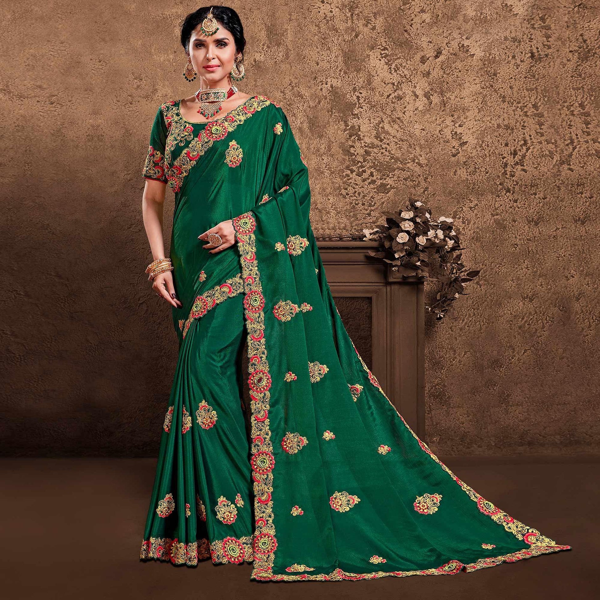 green-festive-wear-zari-embroidered-silk-designer-saree-141441