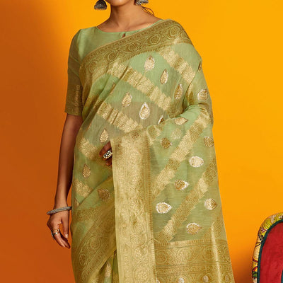 green-festive-wear-zari-work-cotton-saree-137901