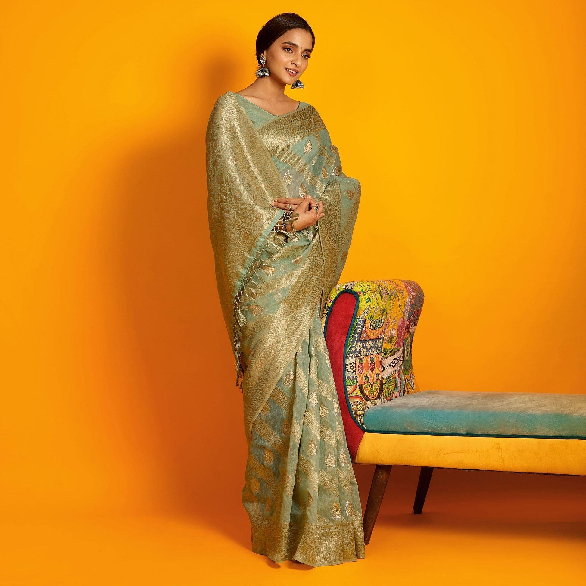 green-festive-wear-zari-work-cotton-saree-137898