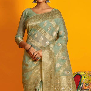 green-festive-wear-zari-work-cotton-saree-137898