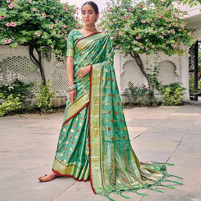 green-festive-wear-zari-woven-soft-ghichaa-silk-saree-132016