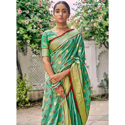 green-festive-wear-zari-woven-soft-ghichaa-silk-saree-132016