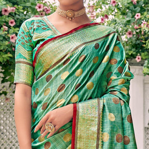 green-festive-wear-zari-woven-soft-ghichaa-silk-saree-132016