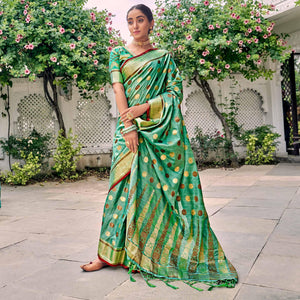 green-festive-wear-zari-woven-soft-ghichaa-silk-saree-132016