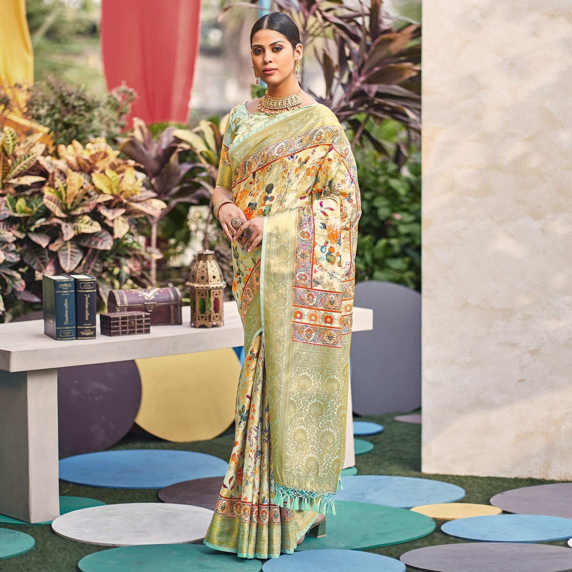 green-floral-digital-printed-pure-silk-saree-144891