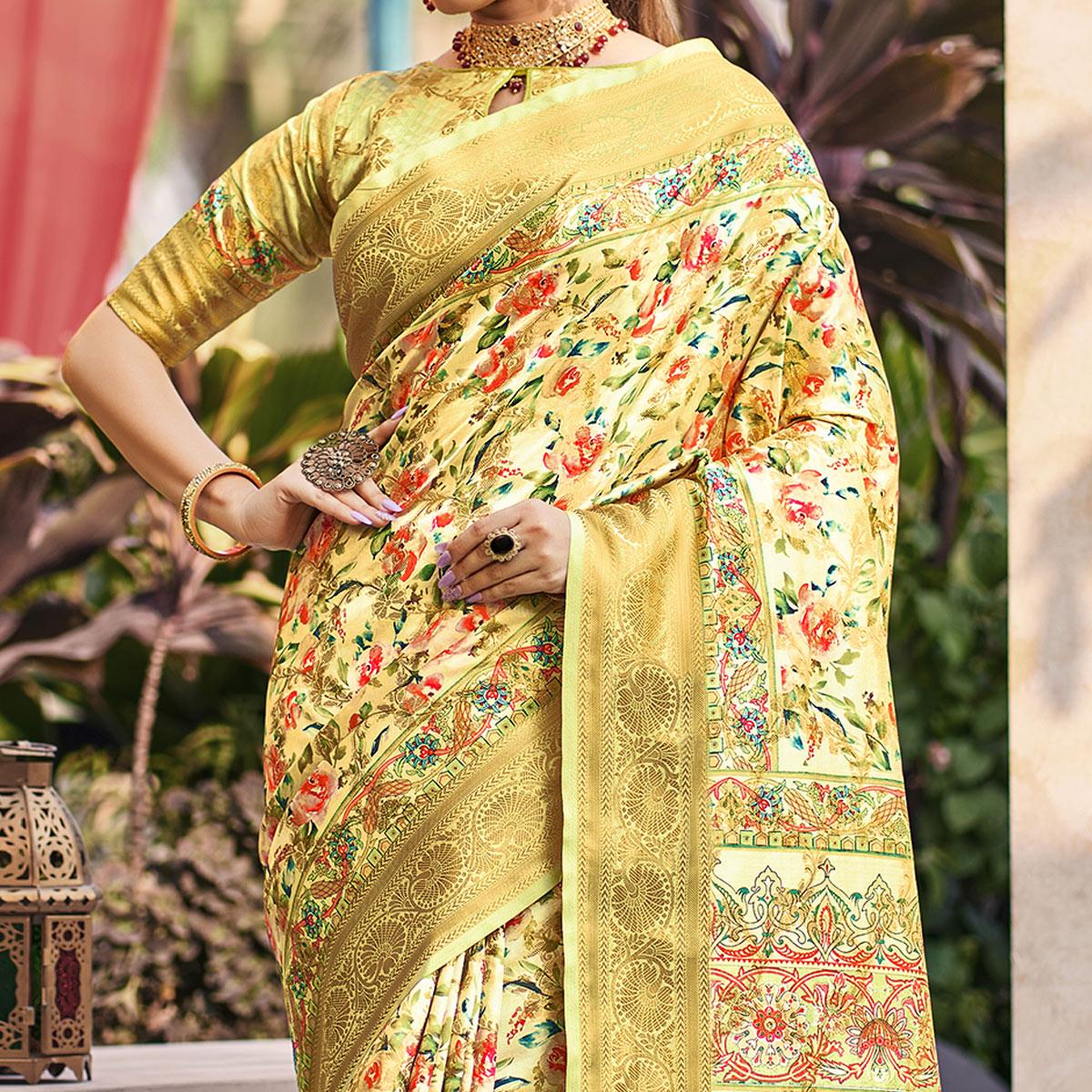 green-floral-digital-printed-pure-silk-saree-144897