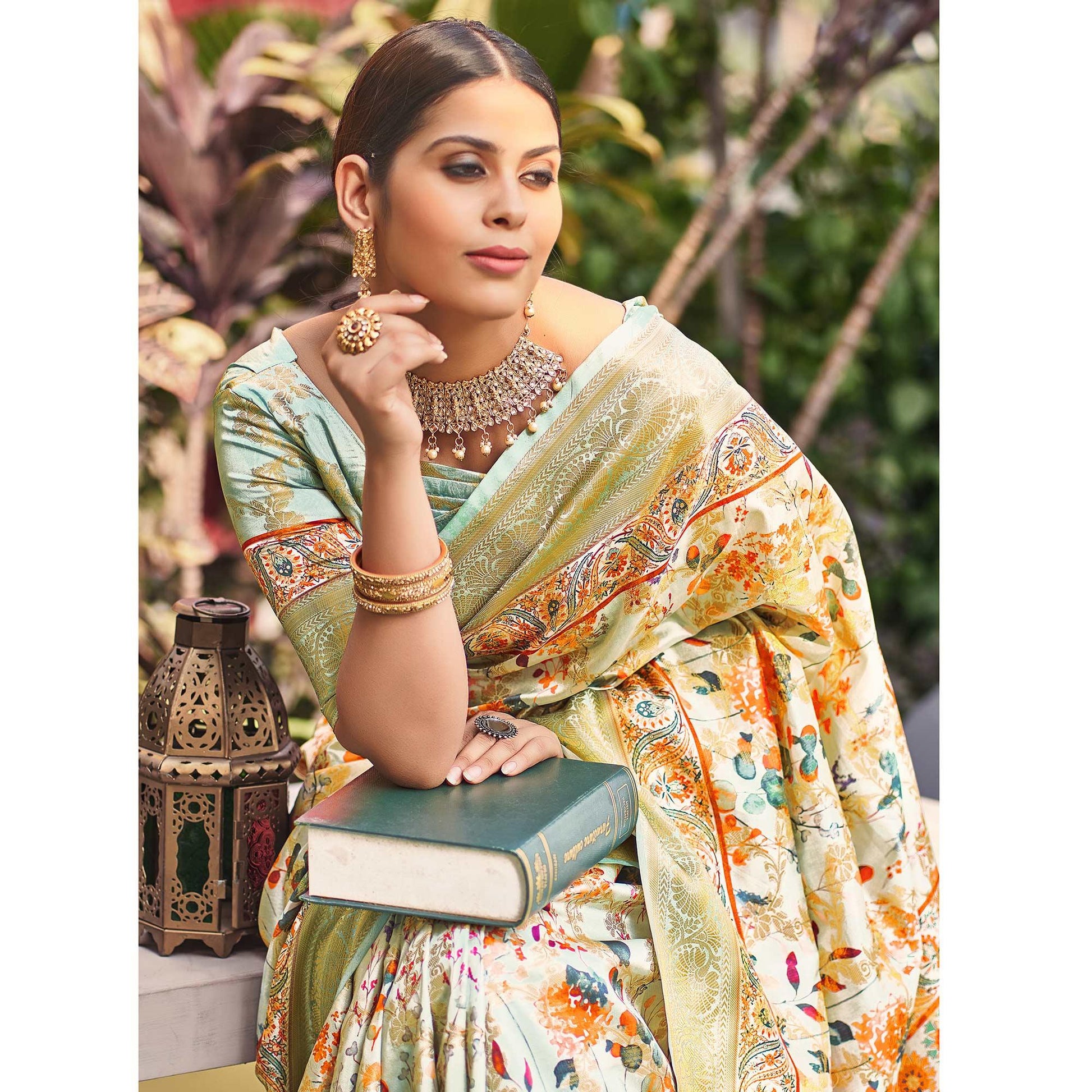 green-floral-digital-printed-pure-silk-saree-144891