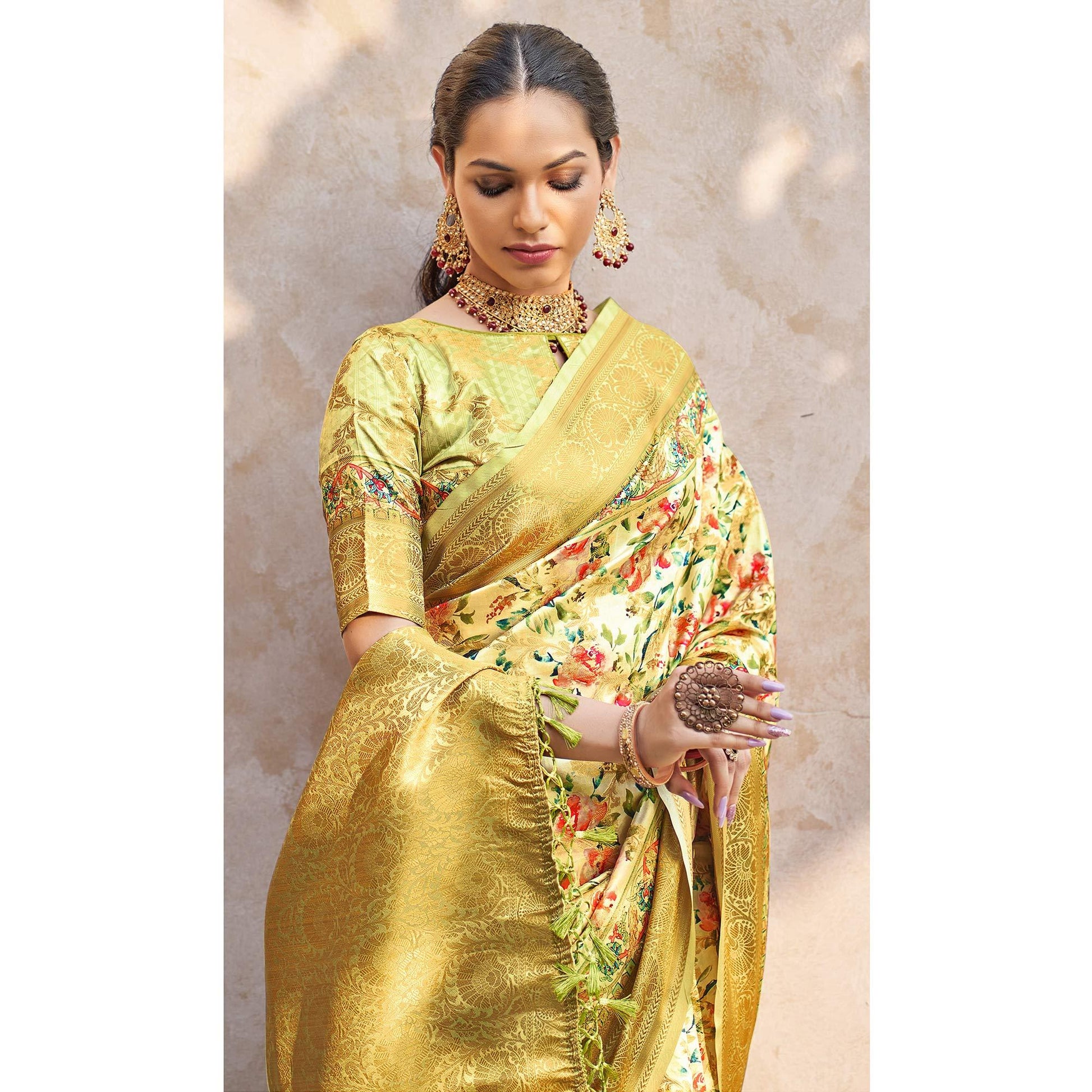 green-floral-digital-printed-pure-silk-saree-144897